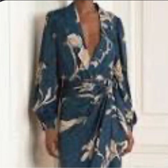 Johanna Ortiz Blue Floral Wrap Blouse - Picture 1 of 13